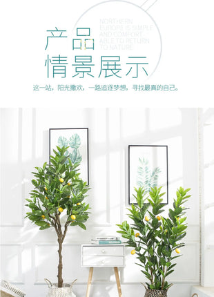 Simulation Green Plant Simulation Lemon Tree Pot Large Green Plant Bonsai Shopping Mall Restaurant Decoration on The Ground