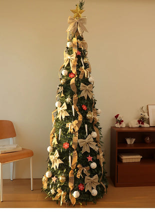 Albero di Natale incandescente Decorazione per albero di Natale artificiale pieghevole Ornamento natalizio floccato per esposizione spaziosa del festival del centro commerciale