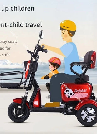 Mini Parent Child Electric Tricycle For Family With Foldable Child Seat 700W 48V 3 Wheels Electric Scooter For Adults Women - Riparo82