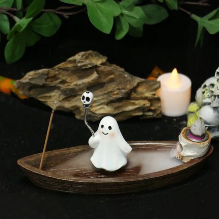 Halloween new resin ghost ship aromatherapy home desktop decoration ghost ship return incense rack burner