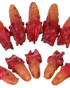 10pcs Fake Fingers Realistic Severed Horror Prank Scary Lifelike Bloody Halloween Props Haunted House Party Supplies Dark Red - Riparo82