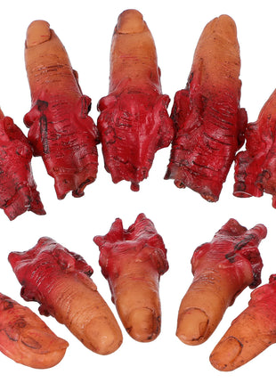 10pcs Fake Fingers Realistic Severed Horror Prank Scary Lifelike Bloody Halloween Props Haunted House Party Supplies Dark Red - Riparo82