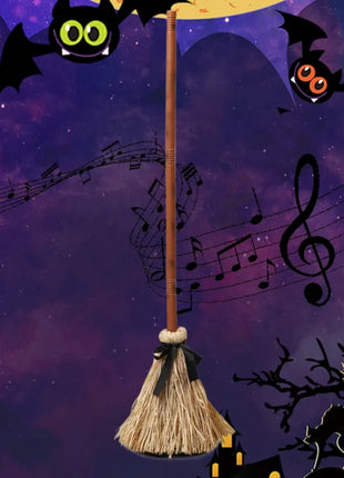 Floating Witch Broom Halloween Holiday Party Decoration Props Haunted Animation Dance Broom Home Decorations - Riparo82