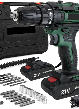 Trapano Avvitatore a Percussione a Batteria 21V, Cacciavite Elettrico, Mini Trapano a Percussione Senza Fili, Utensile Elettrico con Batteria agli Ioni di Litio