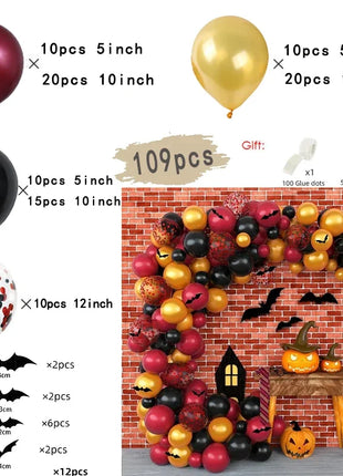 Halloween Bat Balloon Garland Arch Kit Black Orange Ballon 3D Bat Spider Sticker Eye Pumpkin Halloween Party Decoration Supplies - Riparo82