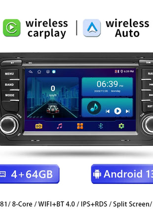 Android 14 AutoRadio For Audi A4 B6 B7 S4 B7 B6 RS4 Seat Exeo 2002-2008 RS4 B7 Radio 2008-2012 Stereo GPS Carplay Car Multimedia - Riparo82
