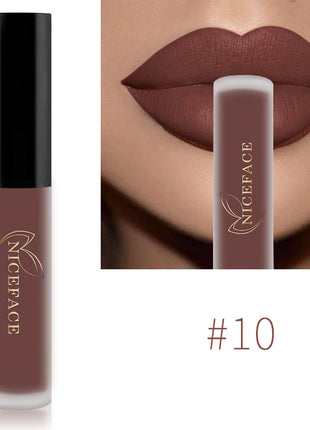 NICEFACE Nude Liquid Lipstick Ultra Matte Velvet Long Lasting Women Beauty Red Nonstick Cup Waterproof Lip Gloss Lips Cosmetics - Riparo82