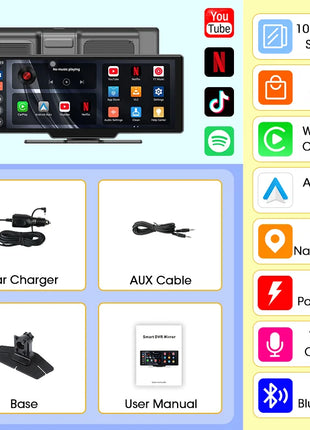 10.26" Wireless Carplay Android Auto Screen Car Radio Multimedia Video Player Rearview Camera Automotive Accessories 5G WIFI FM - Riparo82