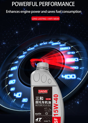 SANVO Olio per moto 4T Olio motore Idrogenato Olio sintetico a quattro tempi 15W-40 Olio SF sintetico all'ingrosso
