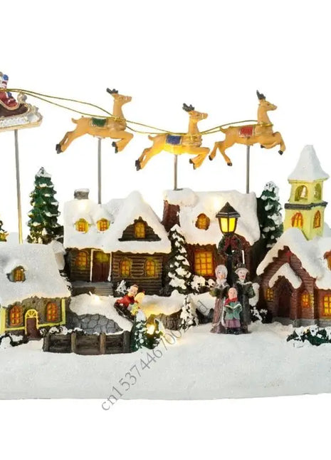 Christmas Flying Reindeer Led Musical Holidation Decoration Resin Tabletop fulcro per atmosfere festival p9yb