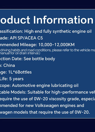Rimoody Lopal SONIC 589/508/509 SP-0W-20 1L × 2 1L × 4 1L × 6 Olio motore completamente sintetico per camion e veicoli