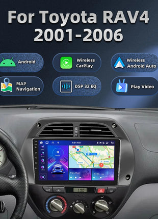 Hikity Wireless CarPlay Android Auto Car Radio For Toyota RAV4 2001-2006 BT Multimedia Player GPS WiFi Head Unit 2din autoradio - Riparo82