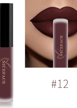 NICEFACE Nude Liquid Lipstick Ultra Matte Velvet Long Lasting Women Beauty Red Nonstick Cup Waterproof Lip Gloss Lips Cosmetics - Riparo82