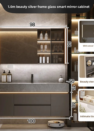 Lavabo integrato Rock Plate, lavabo da bagno, lavabo, combinazione di mobili da bagno, dimensioni multiple disponibili