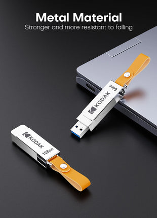 Kodak K133 Chiavetta USB 3.1 64 GB 128 GB 256 GB 512 GB Velocità di lettura 120 MB/s Corpo in metallo Fascia in pelle USB3.1 Pen Drive per PC e HD-TV