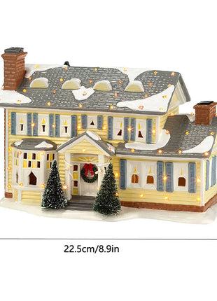 LED Musica natalizia Casa di popcorn Decorazione natalizia Scena Villaggio Statua rotante Decorazioni natalizie per la casa Decorazioni per il desktop Regalo di Natale per bambini