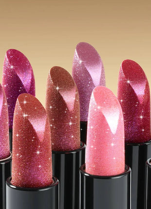 1 PC Glitter Lipstick, a pressable pearlescent lipstick, is very shiny like crushed diamond particles, smooth and long-lasting, - Riparo82