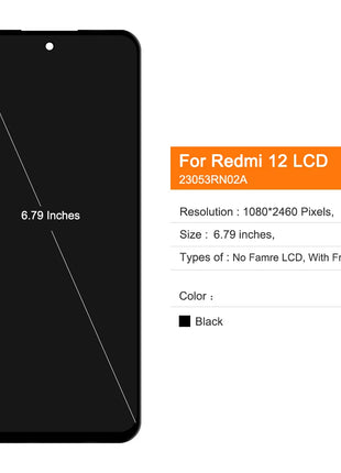 Schermo Per Xiaomi Redmi 12 23053RN02A Display LCD Touch Screen Digitizer Assembly di Ricambio Per Redmi12 Display Schermo - riparo82