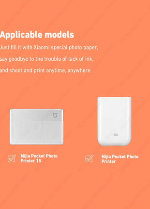 50/100 PCS Xiaomi ZINK Carta per stampante tascabile Stampa fotografica autoadesiva Xiaomi Mini carta per stampante fotografica tascabile da 3 pollici