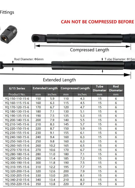 1PC 100N/23LB 150-350mm Universale Auto Molla A Gas Nylon End Raccordo Ascensore Supporto Tronco Portellone Strut Bar Sostituzione Gas Strut