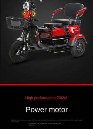 Electric Tricycle, Adult, Elderly, Leisure, Small-scale Home Transport for Children. - Riparo82