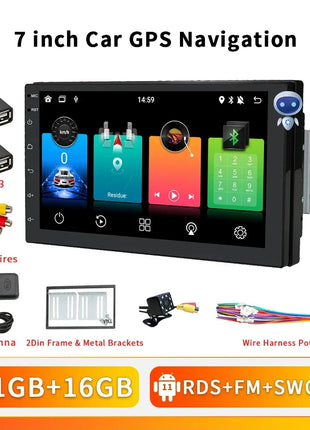 2G+32G 7 Inch Autoradio Carplay 1 Din Android Auto Car Radio GPS for Universal Stereo Multimedia Player Navigation Head Unit RDS
