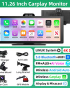 10/11.26 Inch 4K DVR Wireless CarPlay & Android Auto Dash Cam Bluetooth Audio GPS Navigation Dashboard Dual Lens Video Recorder - Riparo82