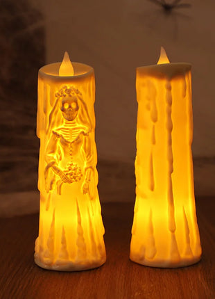 Halloween Horror Ghost Bride Groom LED Candle Electronic Light Halloween Skeleton Lamp Party Decoration Flameless Night Lights - Riparo82