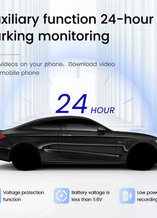HD Dash Cam for front+in car DVR Single recording and dual recording/1K+1K mobile WiFi interconnection/24H parking monitoring - Riparo82