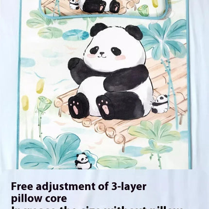 Children Sleeping Pillow For 0-6Y Kids Cartoon Panda Pillows Summer Breathable Cool Ice Silk Pillows Baby Bedding