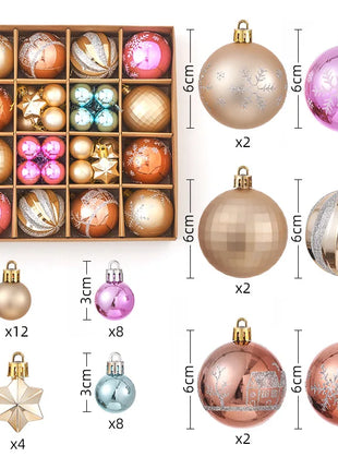 Nuovi 42 set di decorazioni natalizie Palline verniciate elettrolitiche, palline di plastica, decorazioni per finestre, pendenti per albero di Natale - riparo82