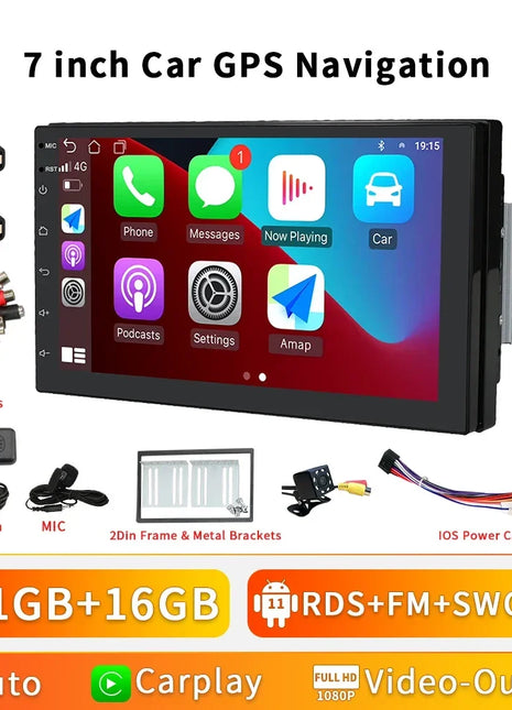 2G+32G 7 Inch Autoradio Carplay 1 Din Android Auto Car Radio GPS for Universal Stereo Multimedia Player Navigation Head Unit RDS
