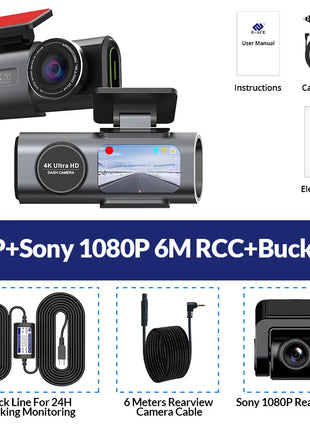 Dash Cam 4K UHD Recording Car Camera DVR Night Vision Video Recorder Built-In Wi-Fi Support GPS 24H Parking - Riparo82