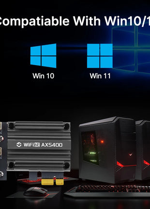 FENVI MT7922 5374Mbps WiFi 6E Adattatore BT 5.2 Tri Band 2.4G/5G/6Ghz Adattatore PCIE Wireless 802.11AX Scheda di Rete Per PC Win 10/11 - Riparo82