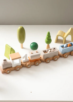 Giocattoli Montessori treno in legno per giocattolo di compleanno per bambini con numeri e blocchi gioco Toddler Boys And Girls1 2 3 4 5 giocattolo per l'apprendimento del bambino - riparo82
