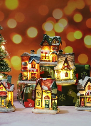 Natale Nuove decorazioni natalizie Piccola casa in resina Micro paesaggio Casa in resina Piccoli ornamenti Regali di Natale