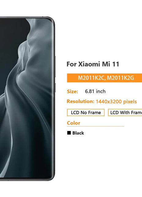 6.81 "Per Xiaomi Mi 11 Display LCD Touch Digitizer Assembly Per Xiaomi Mi 11 M2011K2C M2011K2G Display Parti di Ricambio Dello Schermo - riparo82