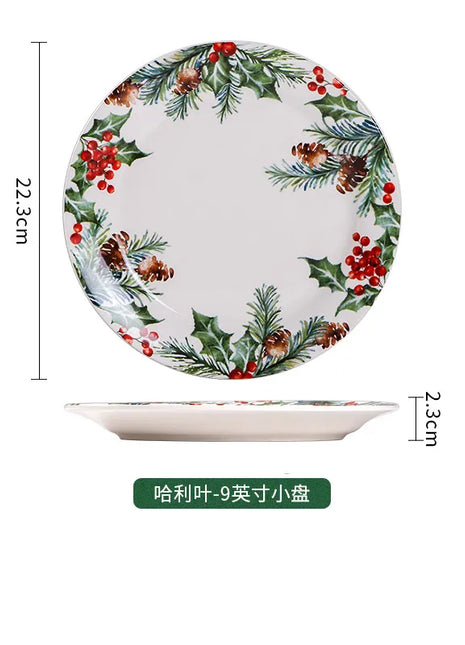 1PC Piatti in ceramica da cucina creativi Squisita stoviglie natalizie Piatti da bistecca per insalata di pasta Piatti in ceramica di alta qualità - riparo82
