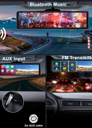 11.26" 4K 2160P Car Dvr Carplay Android Auto Dash Cam GPS WIFI BT FM Stream Rear View Mirror Dashcam Dvrs Camera Drive Recorder - Riparo82