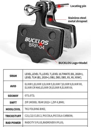 BUCKLOS Pastiglie freno a disco in resina per SRAM AVID Pastiglie freno idrauliche resistenti all'usura Pastiglie freno MTB per parti ciclistiche DB3 DB5 ELIXIR