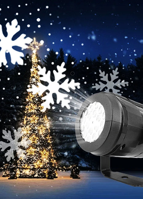 Grandi luci per proiettori con fiocchi di neve Decorazioni natalizie a LED Lampada da palco rotante 2025 Decorazione natalizia per feste di Capodanno