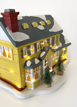 Casa natalizia in resina luminosa Casa per auto di Babbo Natale Decorazione per garage per le vacanze rurali Decorazione per il desktop Statua Regalo di Natale