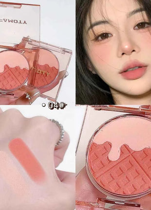 Monochrome Blush Palette, Powder Palette Multi-Colored Blush Powder Blushing Rose, Matte, Bold, Lightweight, Blends Easily
