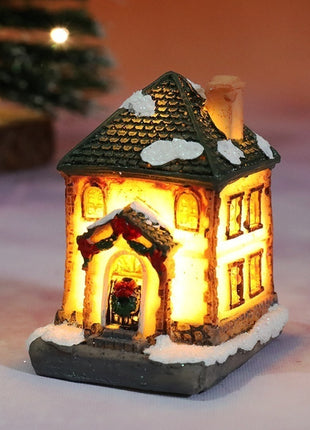 Natale Nuove decorazioni natalizie Piccola casa in resina Micro paesaggio Casa in resina Piccoli ornamenti Regali di Natale