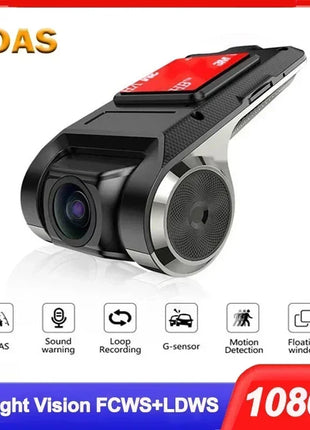 Car Dash Cam USB HD 1080P 170 Degree Wide Angle Car Camera Recorder Front ADAS Dashcam Android DVR Auto Recorder Night Version - Riparo82