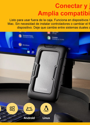 KODAK P110 Disco rigido da 2,5" PHDD 2TB/500GB/1TB Viene fornito con una custodia protettiva in silicone spesso HDD USB3.0 compatibile con PS5 PS4