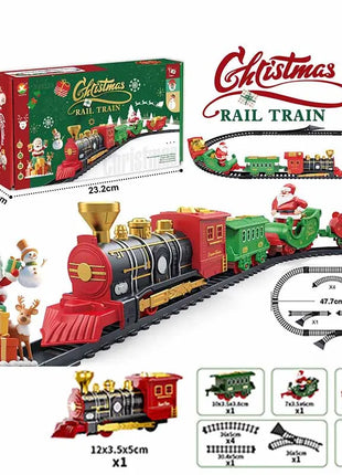 Natale Elettrico Treno A Vapore Binario Giocattolo Per Bambini Retro Locomotiva A Vapore Controllo Spray Binario Ad Alta Velocità Suono Luce Treno Modello BoysToy