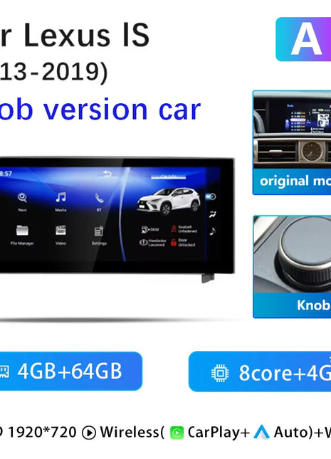AutoRadio Android14 Wireless Carplay Car For Lexus IS RC 200 250 300 350 200T 300h Multimedia Player Navigation GPS Stereo Audio - Riparo82