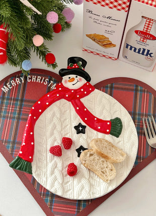 Piatto pupazzo di neve di Natale, piatto da dessert in ceramica, regalo di Natale, piatto creativo e carino - riparo82
