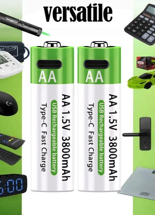 Batterie ricaricabili AA agli ioni di litio LIKEKALA Batterie ricaricabili USB agli ioni di litio 3800 mAh 1,5 V AA + cavo dati e scatola di immagazzinaggio - riparo82
